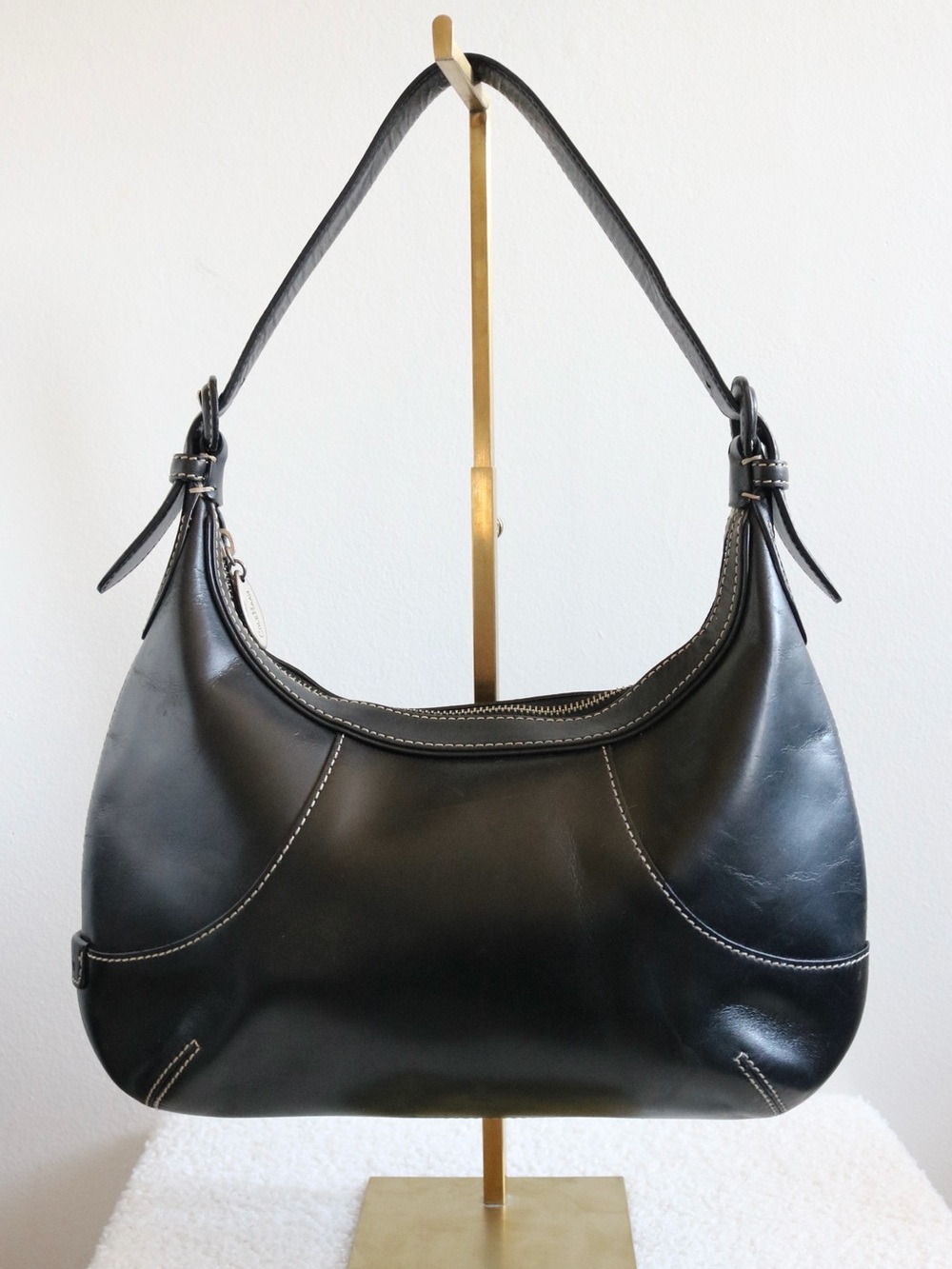 Vintage Cole Haan Genuine Leather Hobo Bag Black